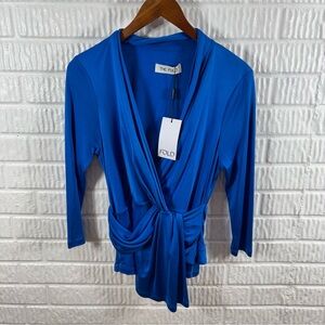 The Fold London Greenwich Top Cerulean Blue Jersey 12 NWT